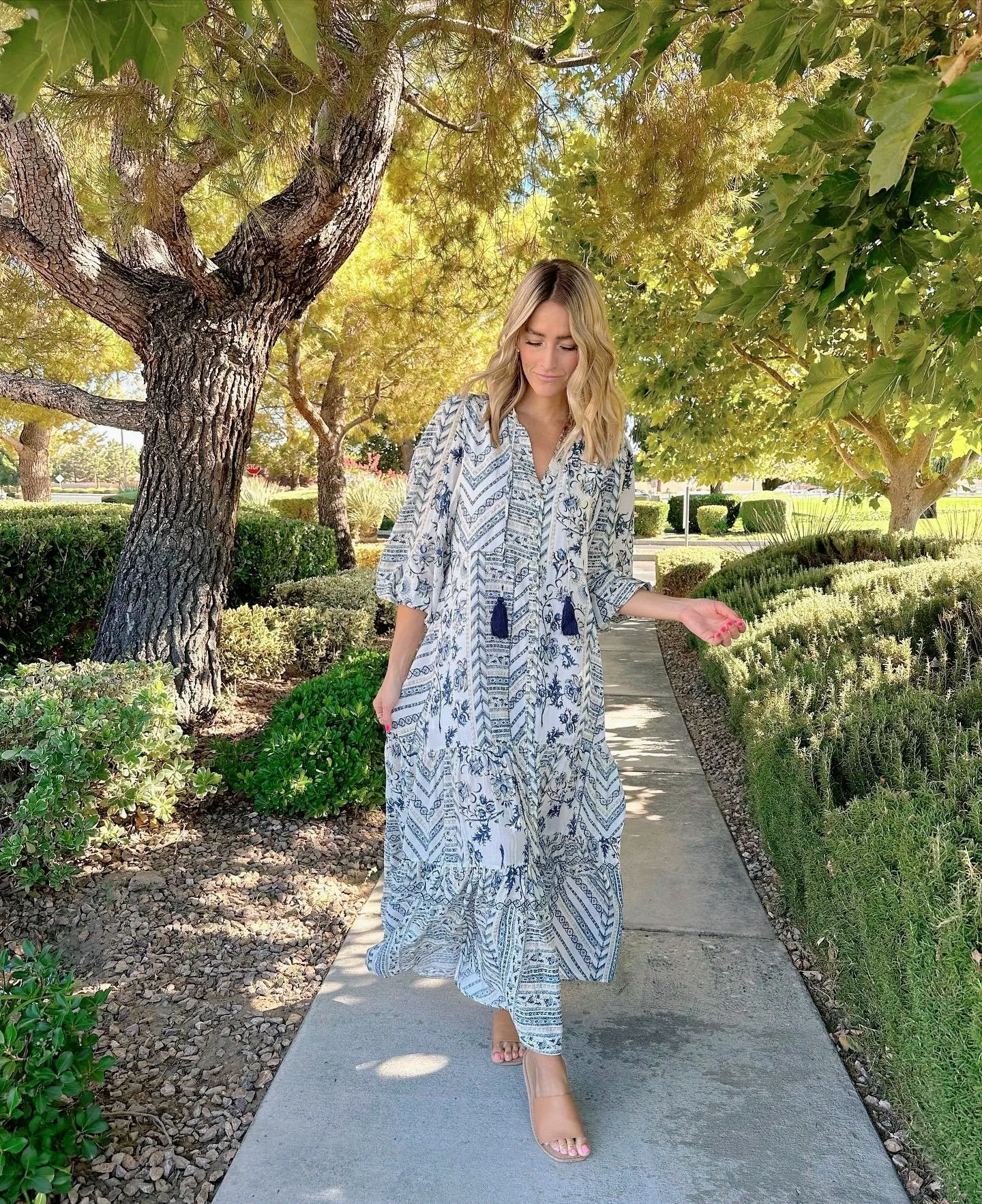 Levitate Button Down Boho Midi Dress