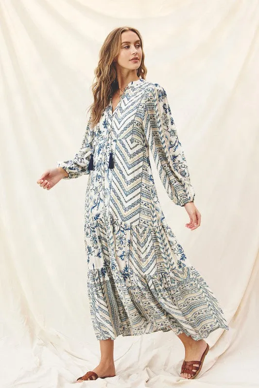 Levitate Button Down Boho Midi Dress