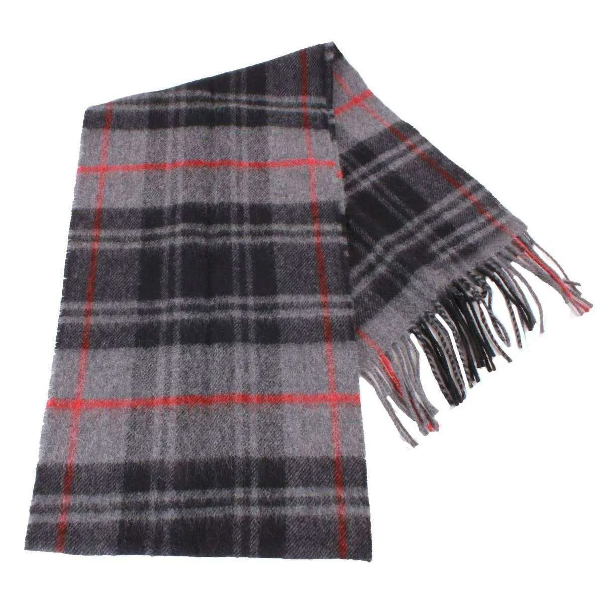 Locharron of Scotland Bowhill Moffat Lambswool Tartan Scarf - Grey/Black/Red