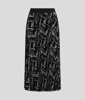 LOGO AOP PLEATED SKIRT