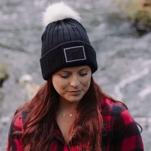 Logo Pom-Pom Beanie - Black