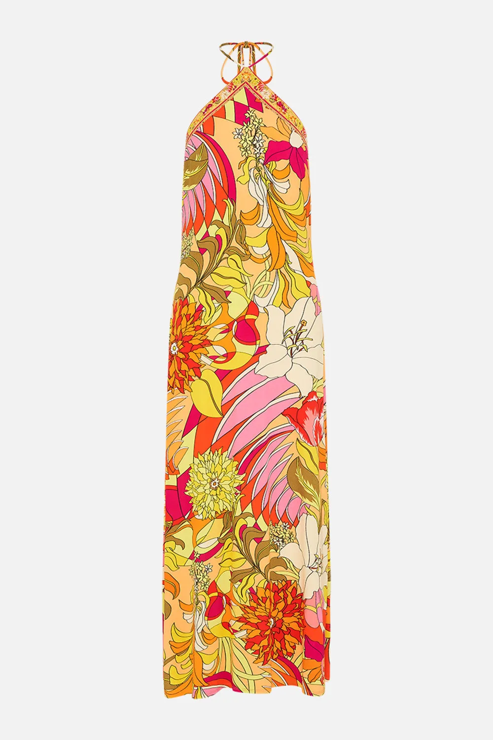 LONG JERSEY HALTER DRESS THE FLOWER CHILD SOCIETY