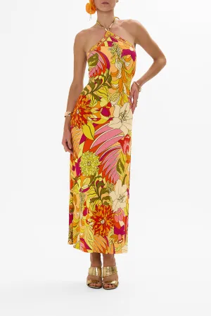 LONG JERSEY HALTER DRESS THE FLOWER CHILD SOCIETY