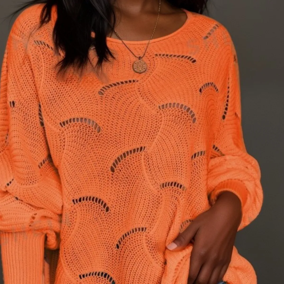 LONG SLEEVE SHELL PATTERN JUMPER