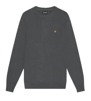 Lyle and Scott Mens Cotton Merino Crew Neck Jumper Gunmetal