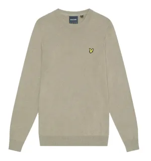 Lyle and Scott Mens Cotton Merino Crew Neck Jumper Sage Uniform