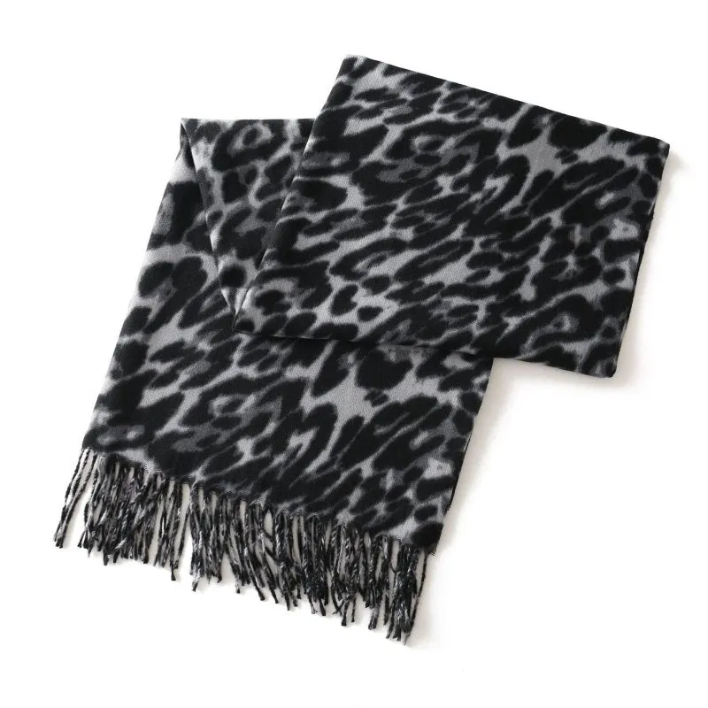 MARA Polyester Winter Scarf | Tiger Print Black & White Scarf | Winter Scarf for Women's