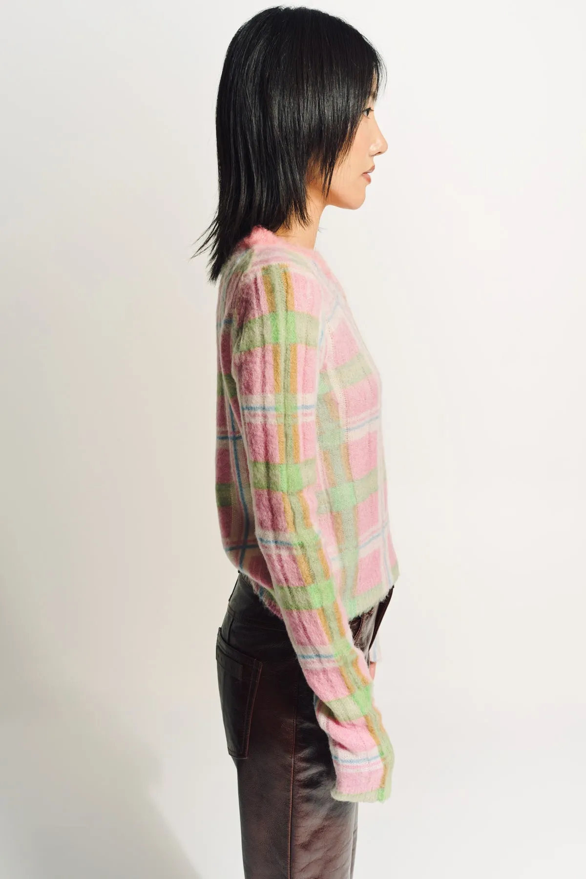 MARNI | CHECKED BRUSHED MOHAIR JUMPER