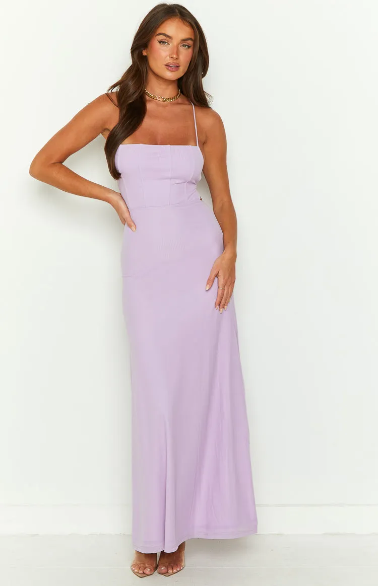 Masie Lilac Mesh Maxi Dress