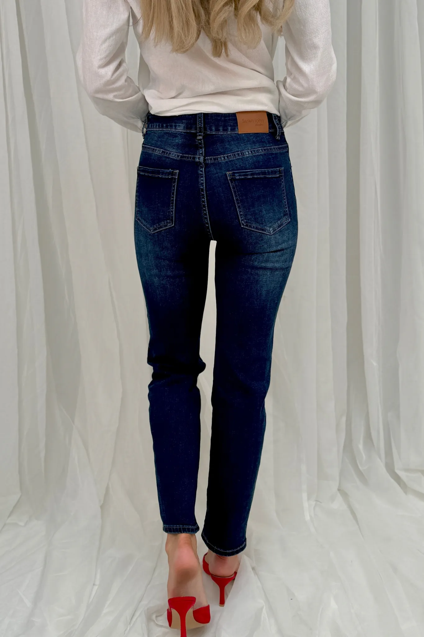 Megan Cherry Embroidered Jeans In Dark Wash