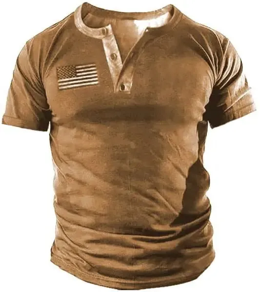 Men's Casual Button Short Sleeve Henley T-Shirts