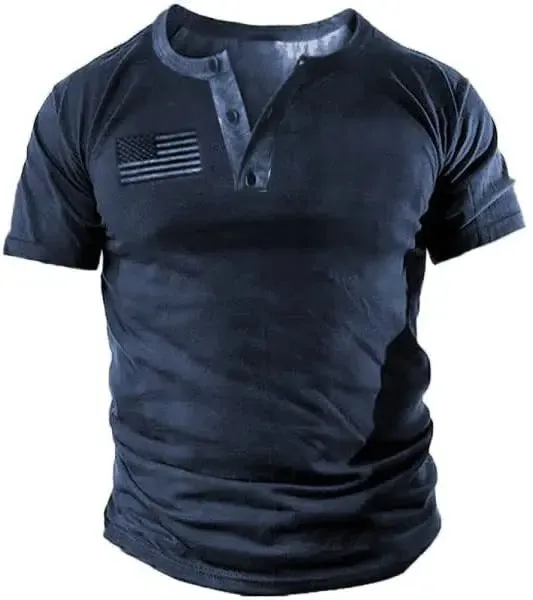 Men's Casual Button Short Sleeve Henley T-Shirts