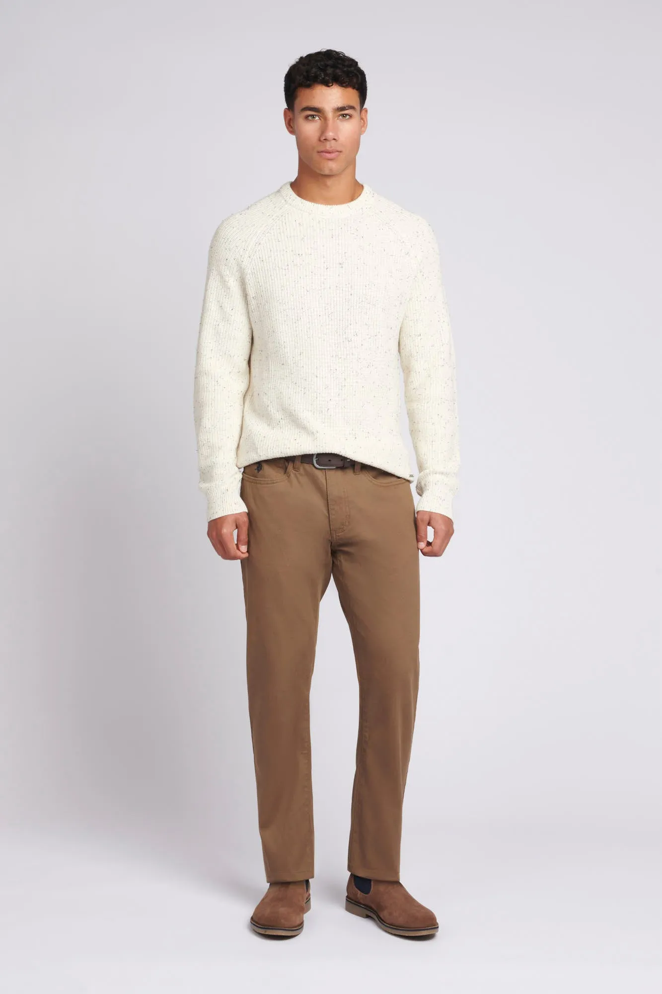 Mens Fisherman Nep Knitted Jumper in Marshmallow