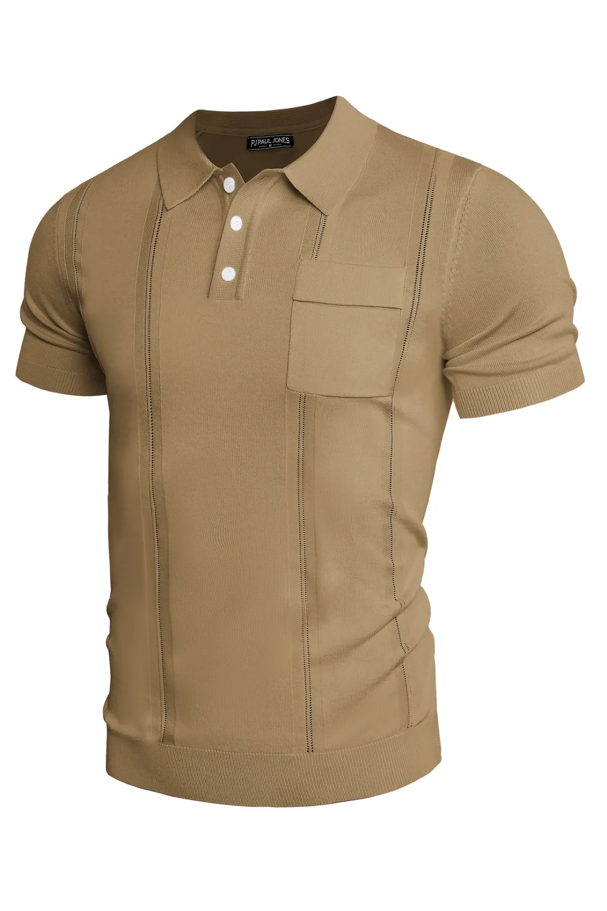 Men's Knit Polo Shirt Short Sleeve Casual Solid Golf Shirts with Pocket