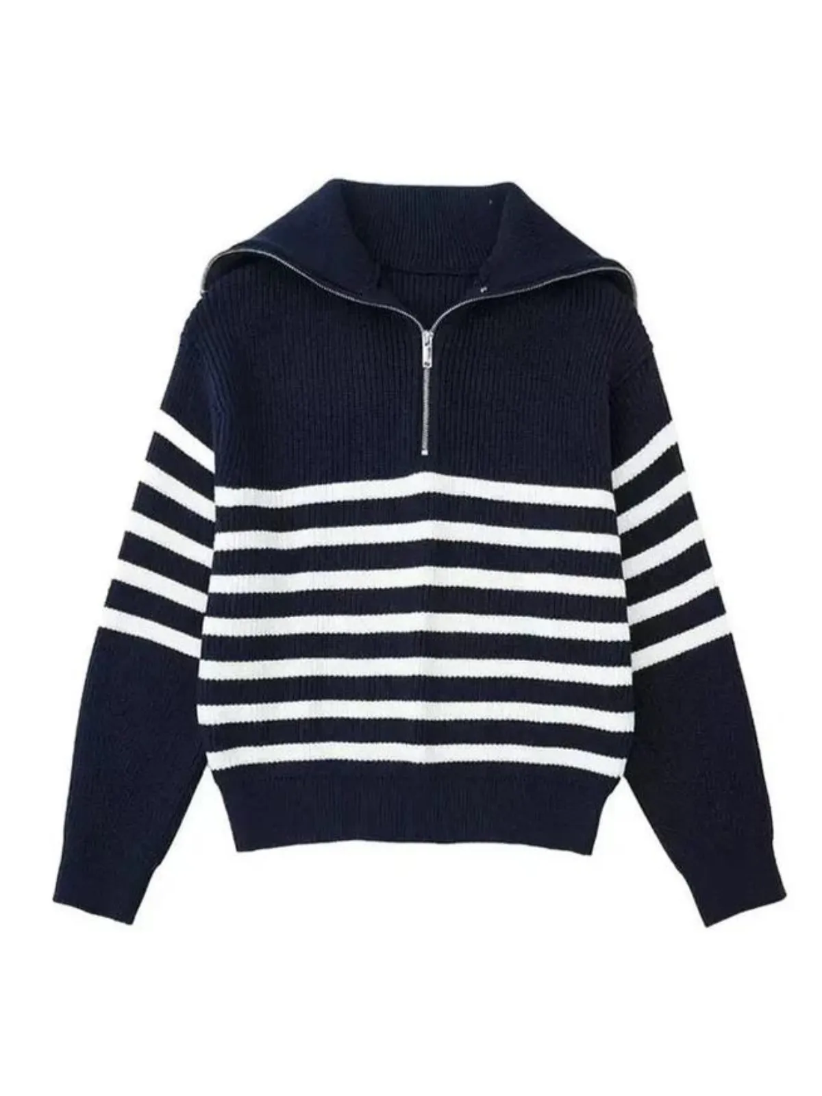 Men's Modern Striped Knitted Jumper with Quarter Zip | Ideal for Autumn/Winter