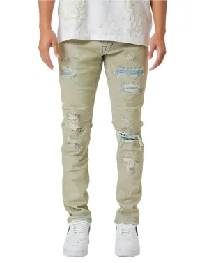 Mens Slim Fit Denim Light Sand Jeans