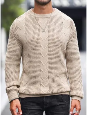 Men's Stylish Round Neck Cable Knitted Jumper | Ideal for Autumn/Winter