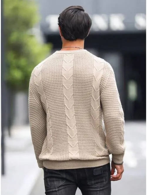 Men's Stylish Round Neck Cable Knitted Jumper | Ideal for Autumn/Winter