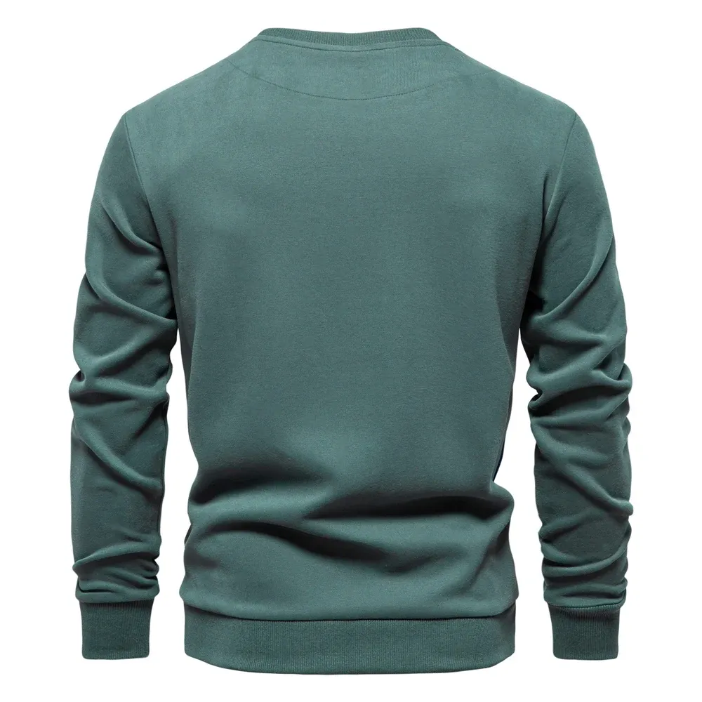 Men's sweater with round neck, casual jumper with side stripes