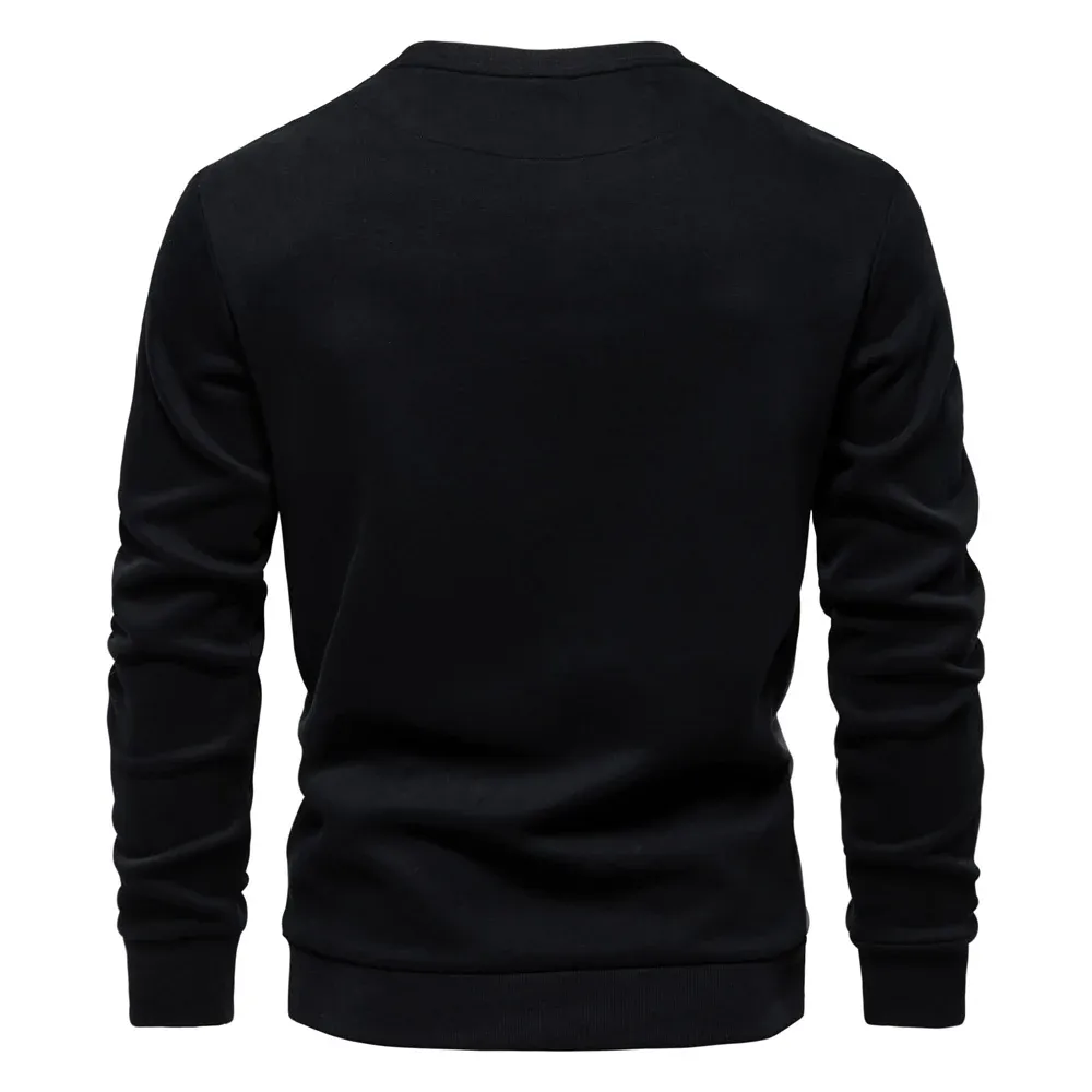 Men's sweater with round neck, casual jumper with side stripes