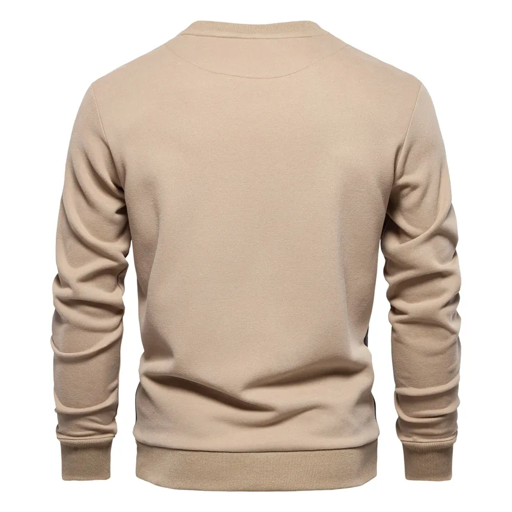 Men's sweater with round neck, casual jumper with side stripes