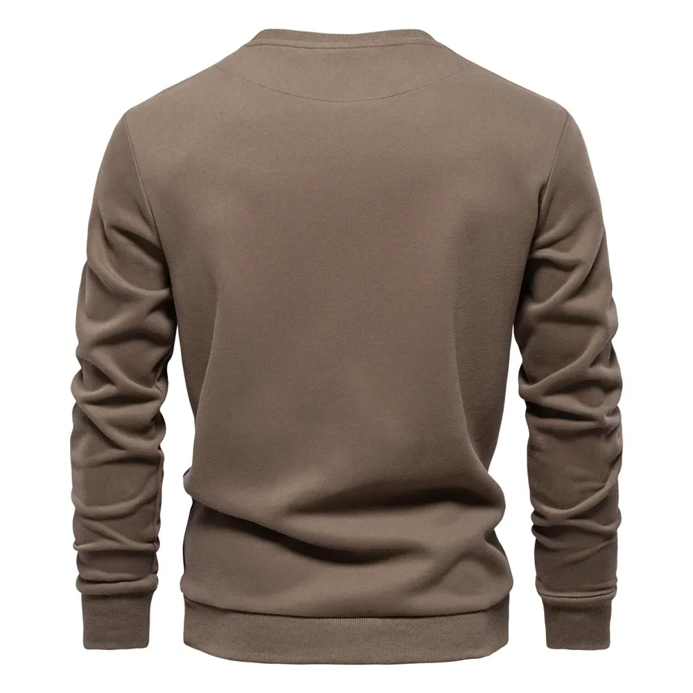 Men's sweater with round neck, casual jumper with side stripes