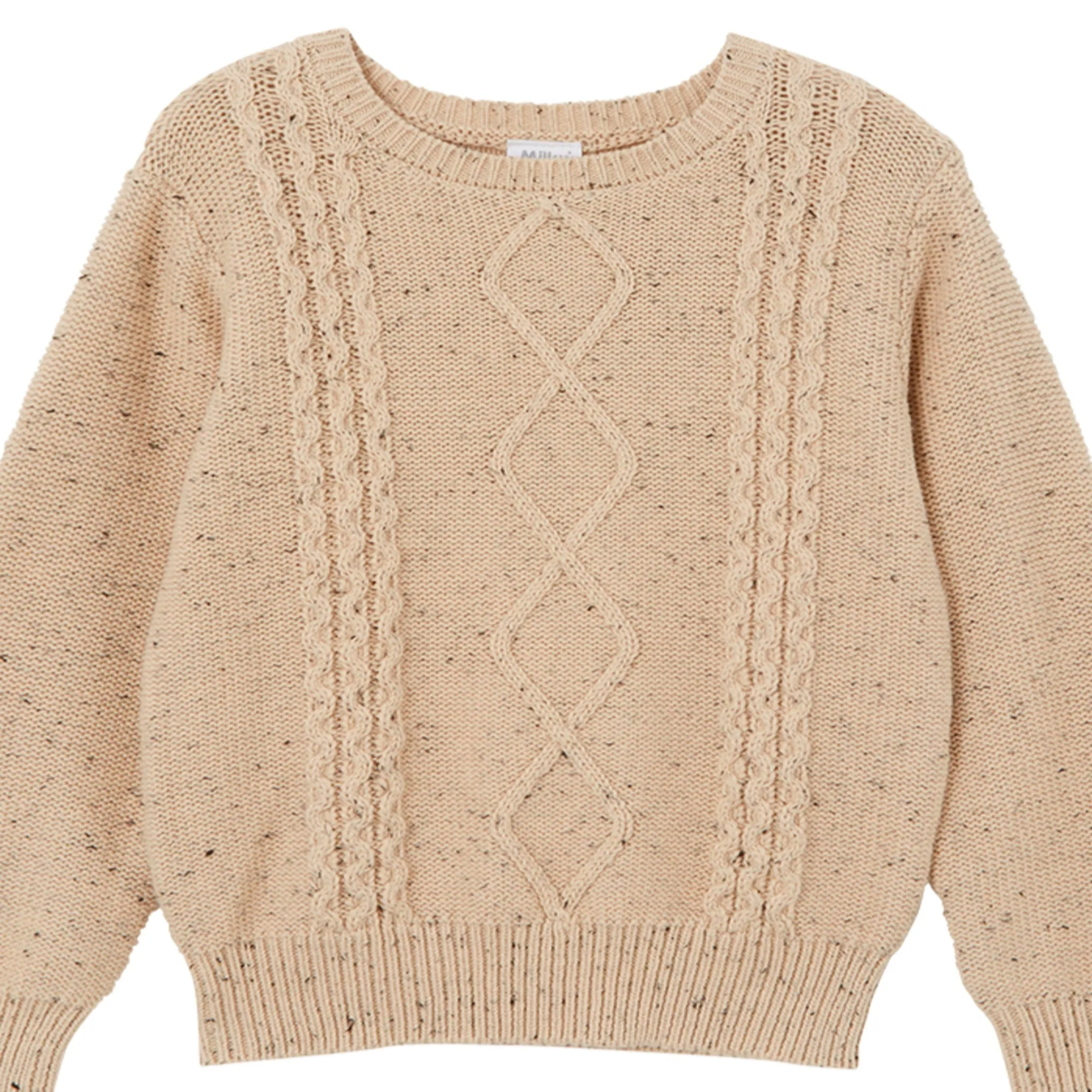 Milky Fleck Cable Knit Jumper - Natural Marle