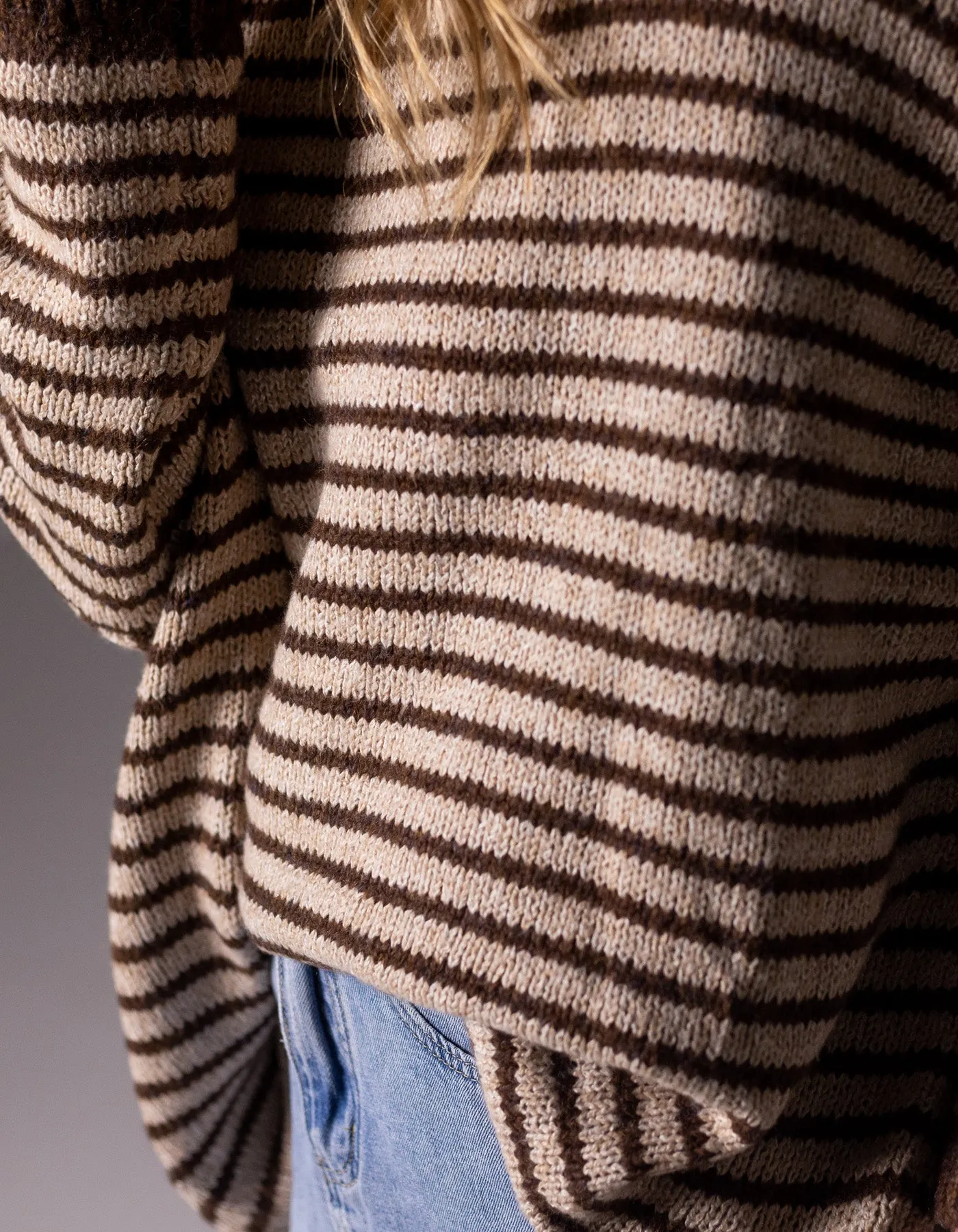 Monika Oversize Knit Jumper in Chocolate/Beige Stripe