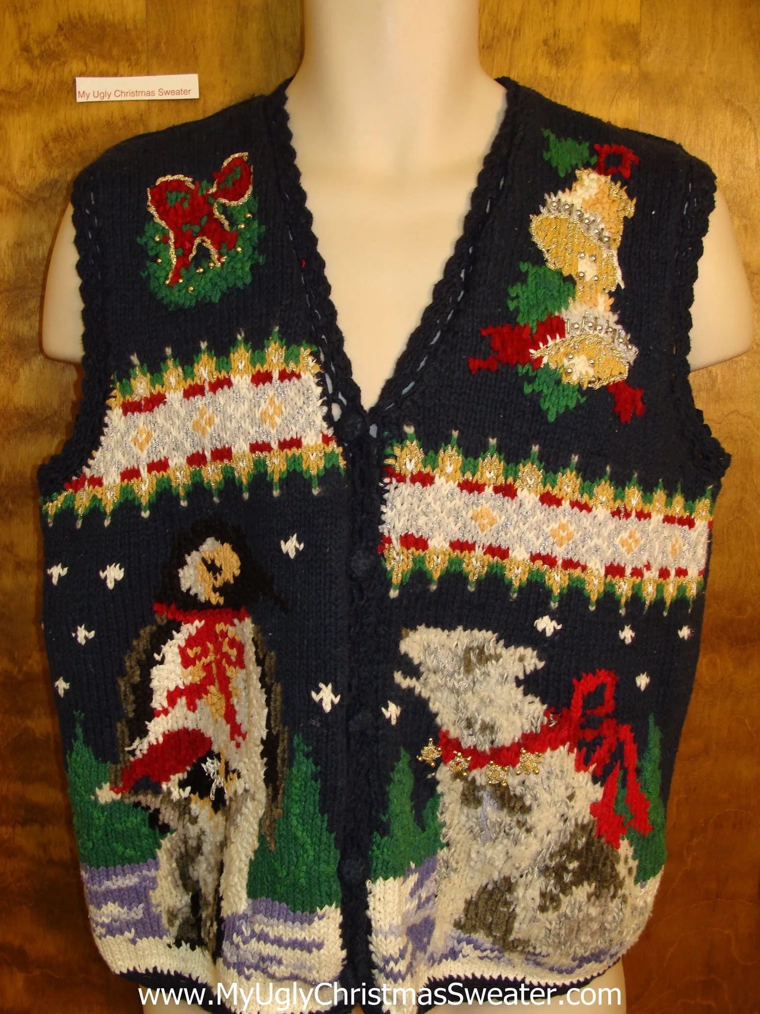 Mystery Design Cheesy Christmas Jumper Sweater Vest