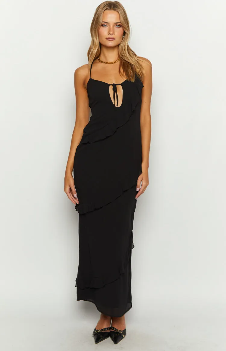 Naomi Black Chiffon Maxi Dress