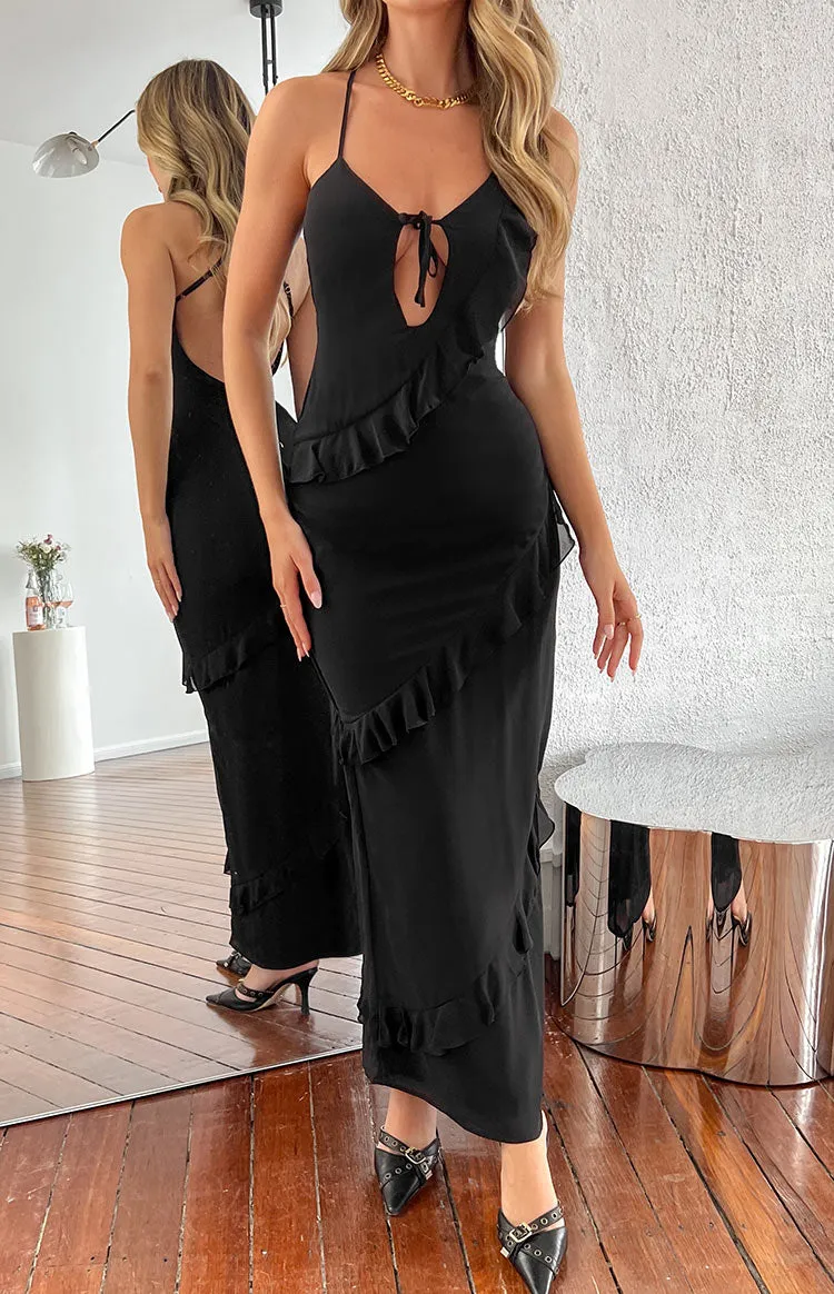 Naomi Black Chiffon Maxi Dress