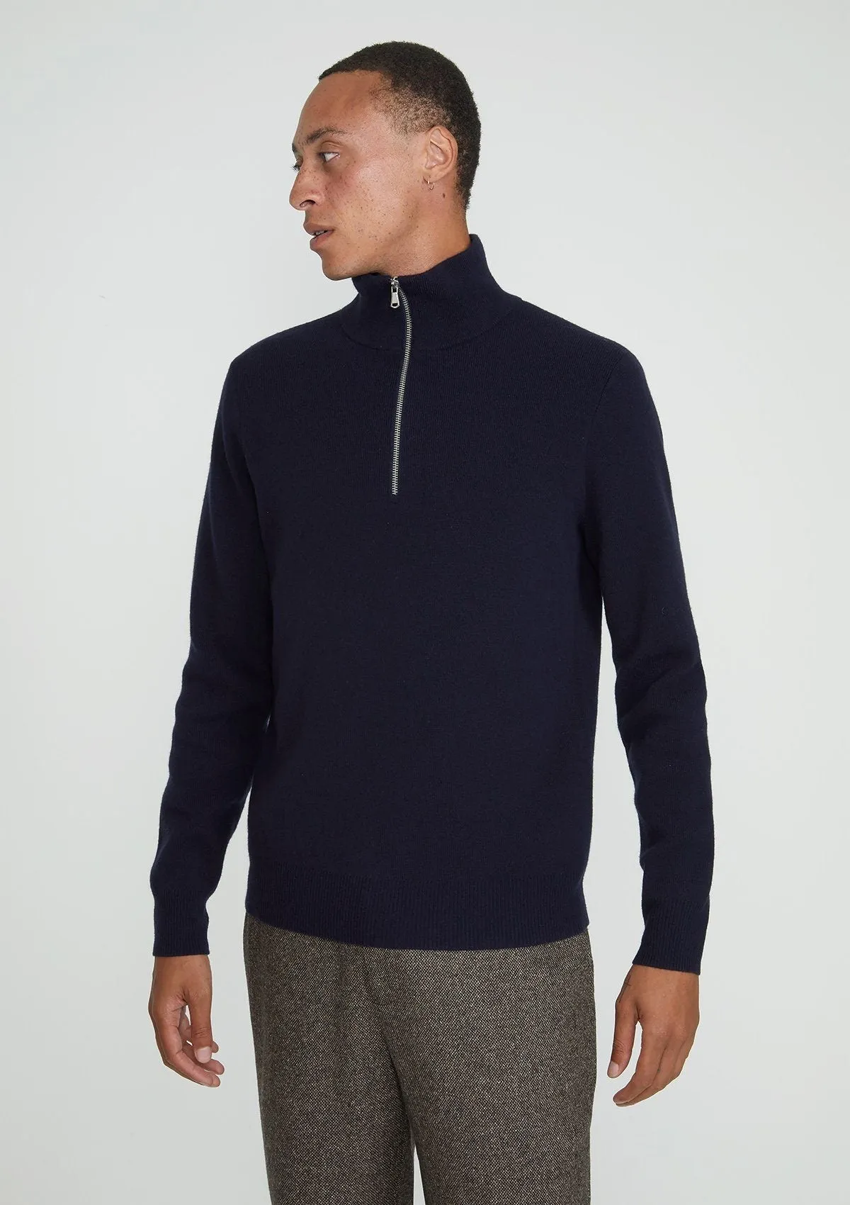 Navy Merino Half Zip Jumper