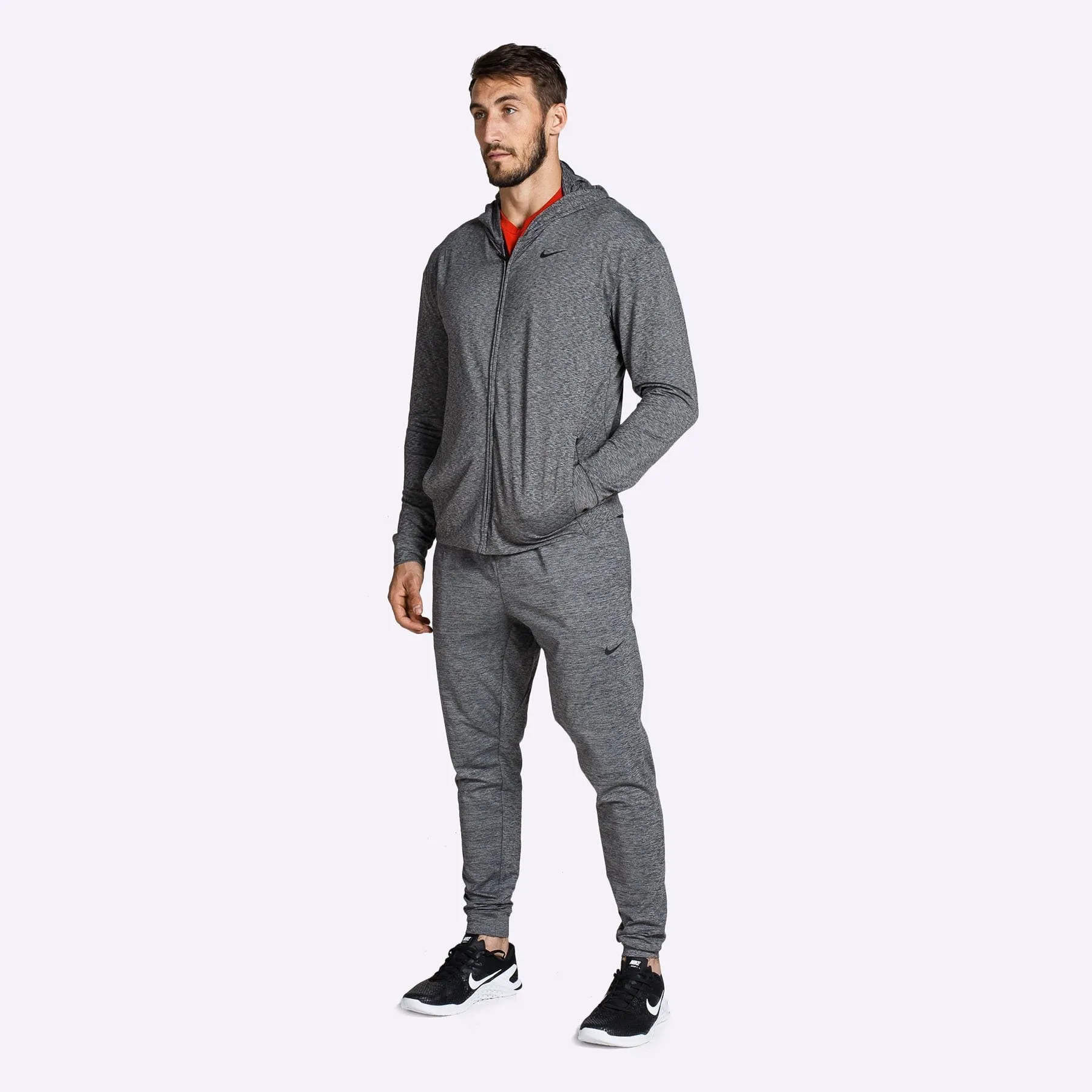 Nike - Dri-FIT Men's Full-Zip Yoga Training Hoodie - Black/Heather/Black