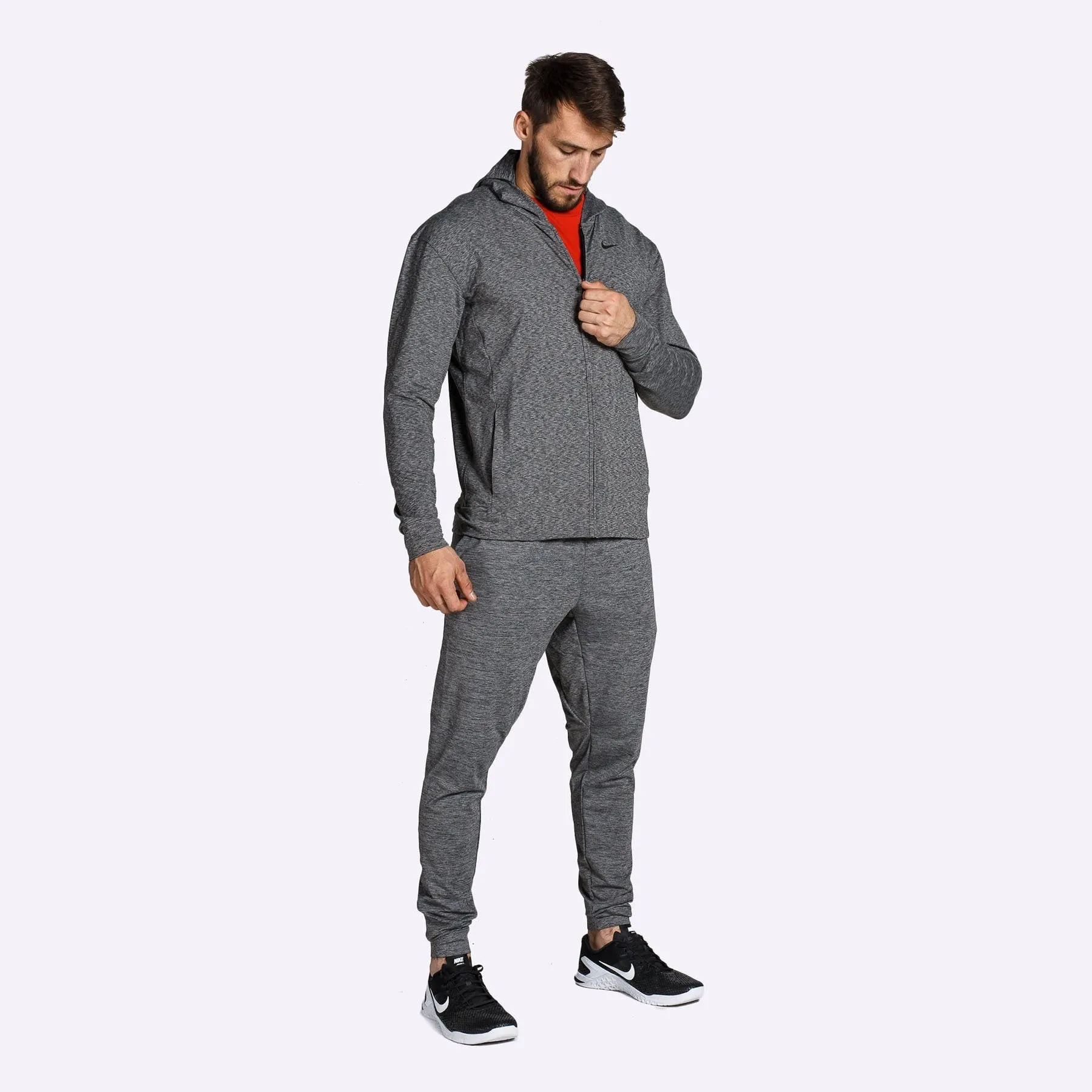 Nike - Dri-FIT Men's Full-Zip Yoga Training Hoodie - Black/Heather/Black