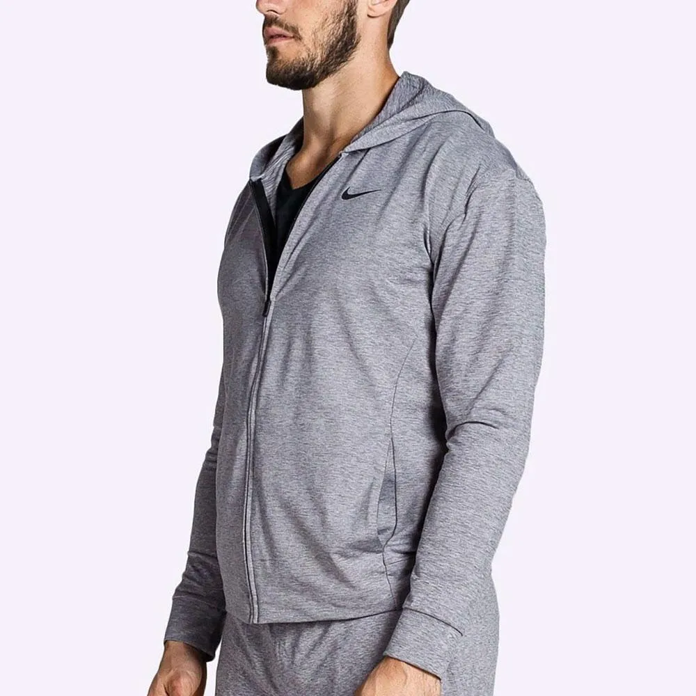 Nike Dri-FIT - Men's Full-Zip Yoga Training Hoodie - Gunsmoke/Heather/Black