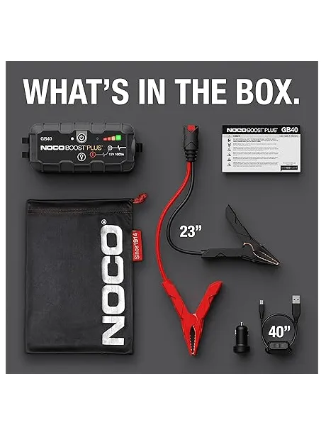 NOCO Boost Plus GB40 1000A UltraSafe Car Battery Jump Starter, 12V Jump Starter Battery Pack, Battery Booster, Jump Box, Portable Charger and Jumper Cables for 6.0L Gasoline and 3.0L Diesel Engines