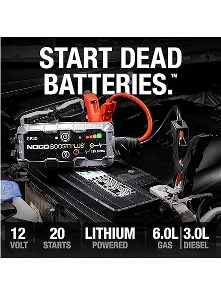 NOCO Boost Plus GB40 1000A UltraSafe Car Battery Jump Starter, 12V Jump Starter Battery Pack, Battery Booster, Jump Box, Portable Charger and Jumper Cables for 6.0L Gasoline and 3.0L Diesel Engines