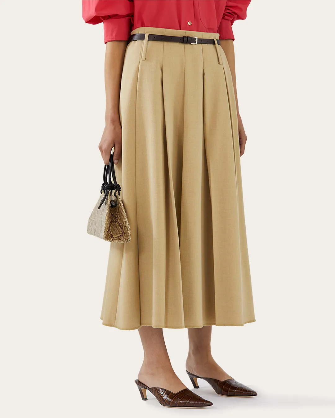 Odette Skirt Tencel Blend Suiting Beige