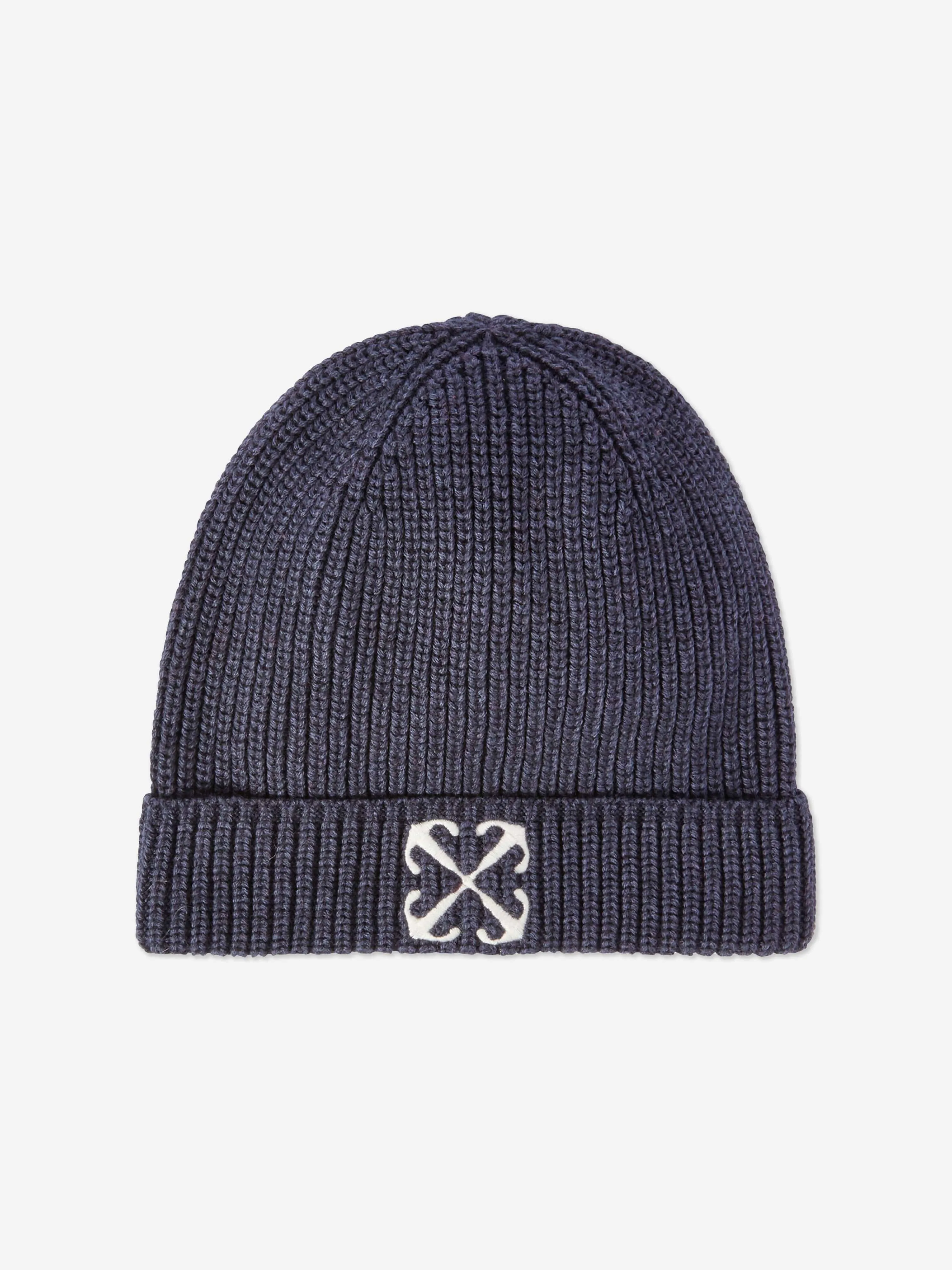 Off-White Kids Bookish Beanie Hat in Navy