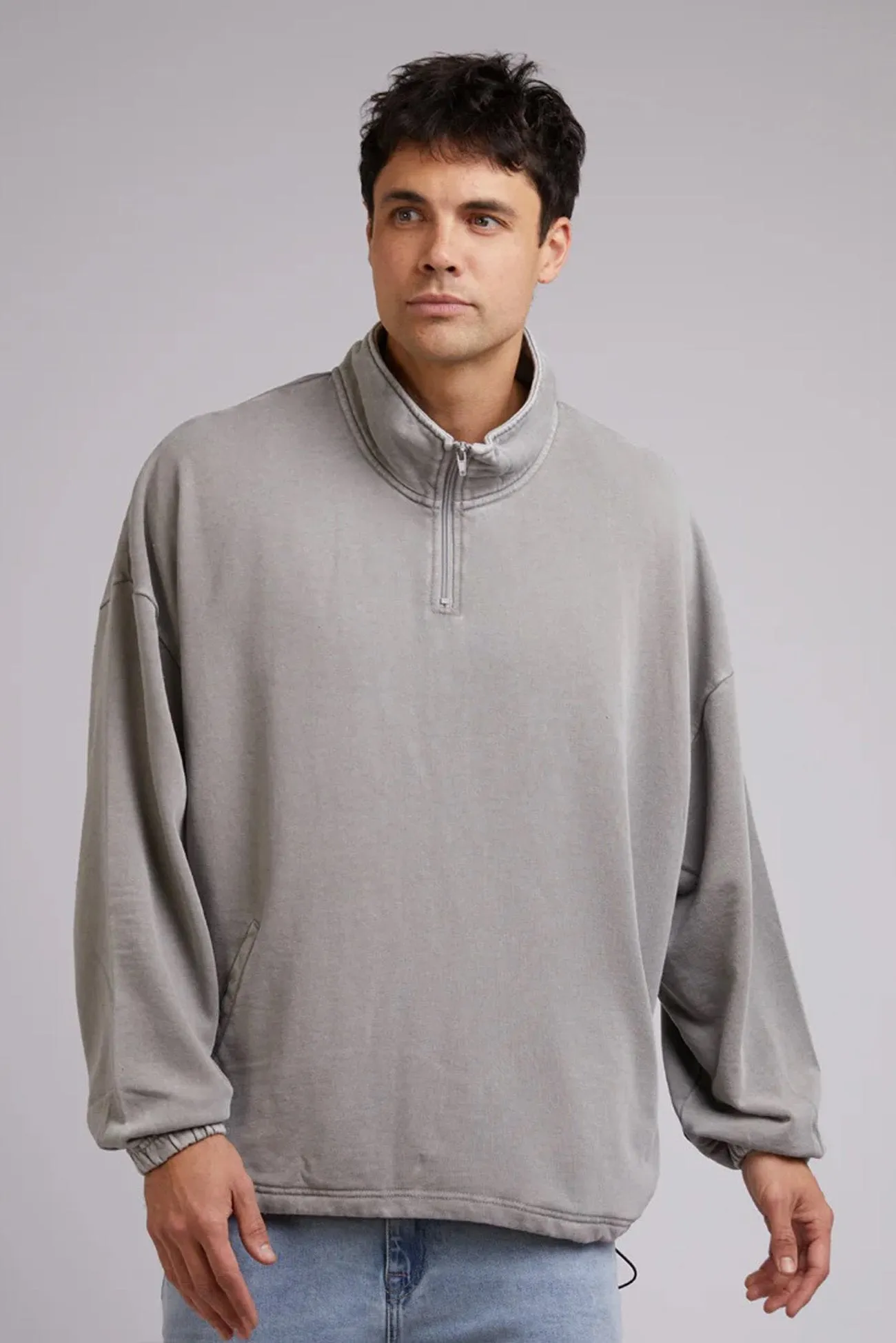 Oversized 1/4 Zip Jumper Grey