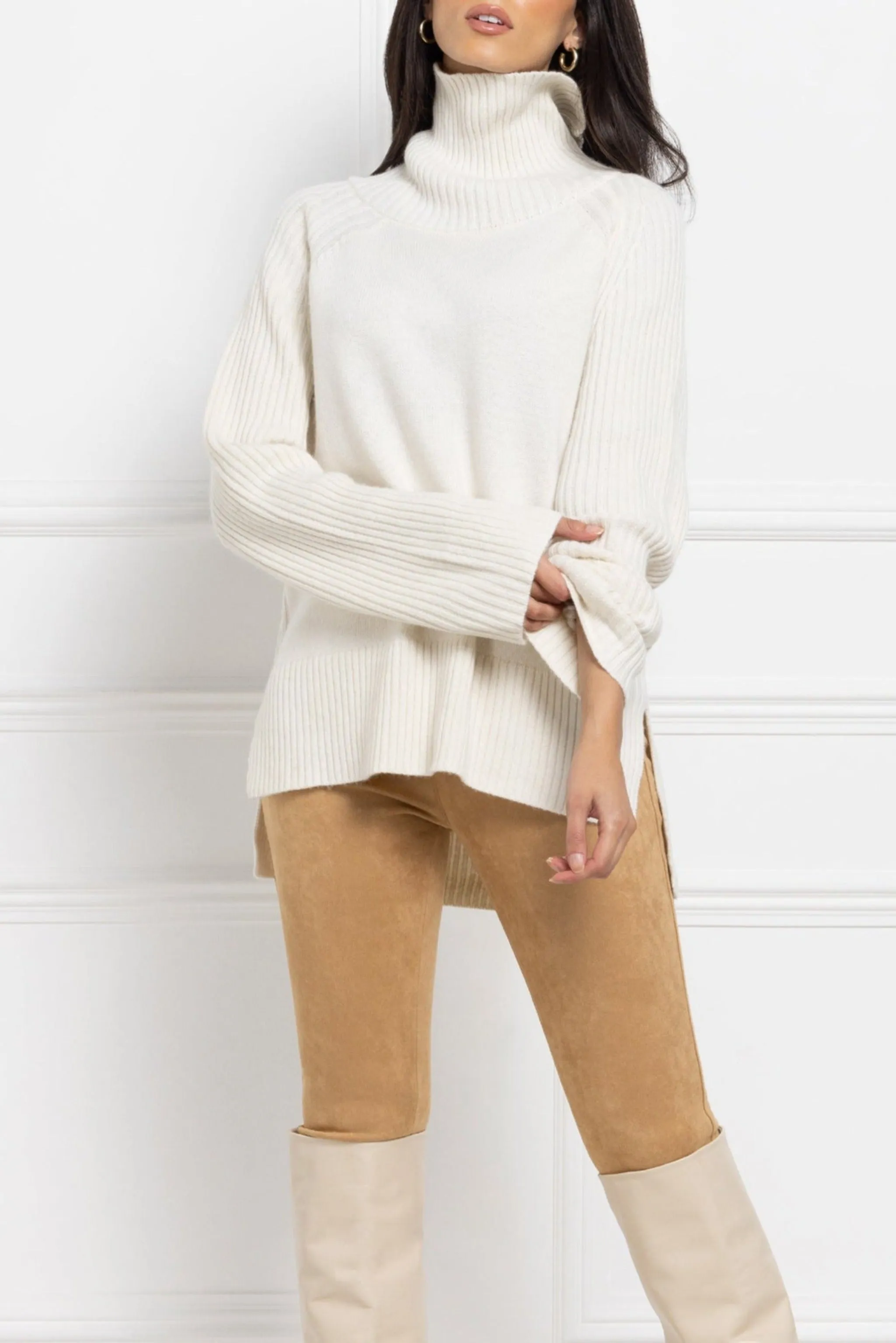 Oversized Cashmere Blend Roll Neck