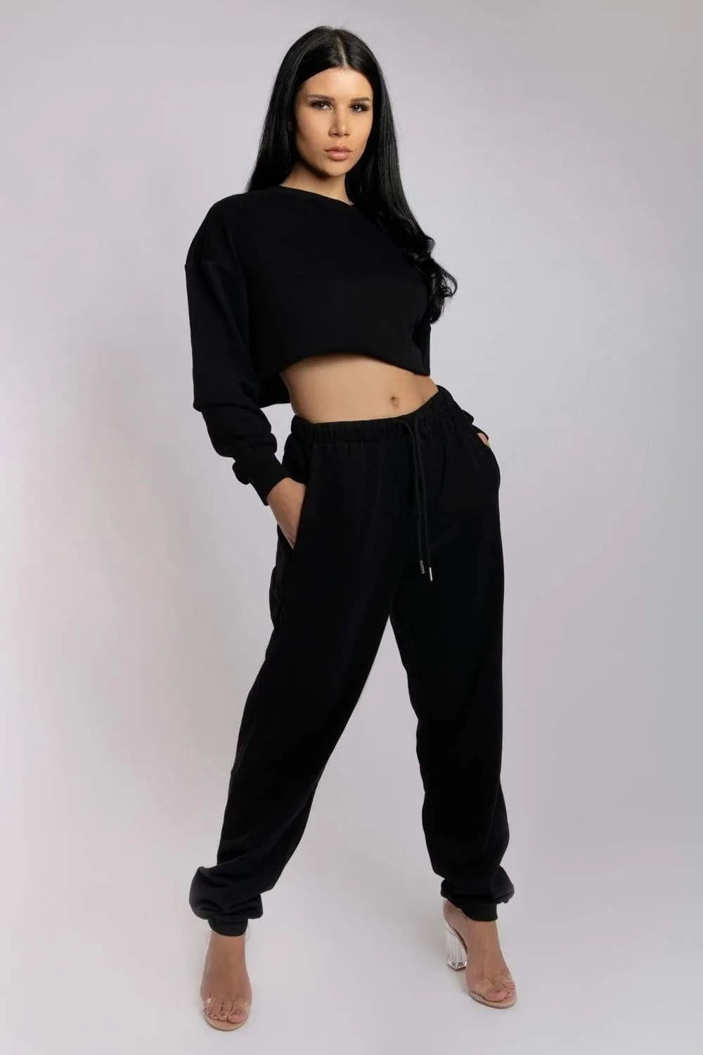 Oversized Jogger Bottoms - Black