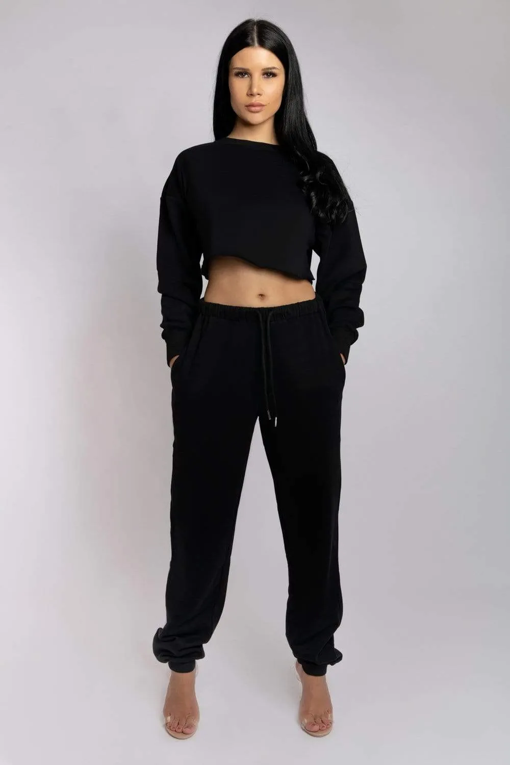 Oversized Jogger Bottoms - Black