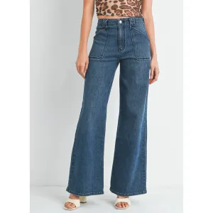 Patch Pocket Flare Leg Jeans