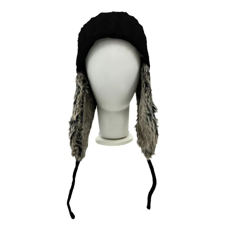 Peax Fur Earflap Beanie-BLACK