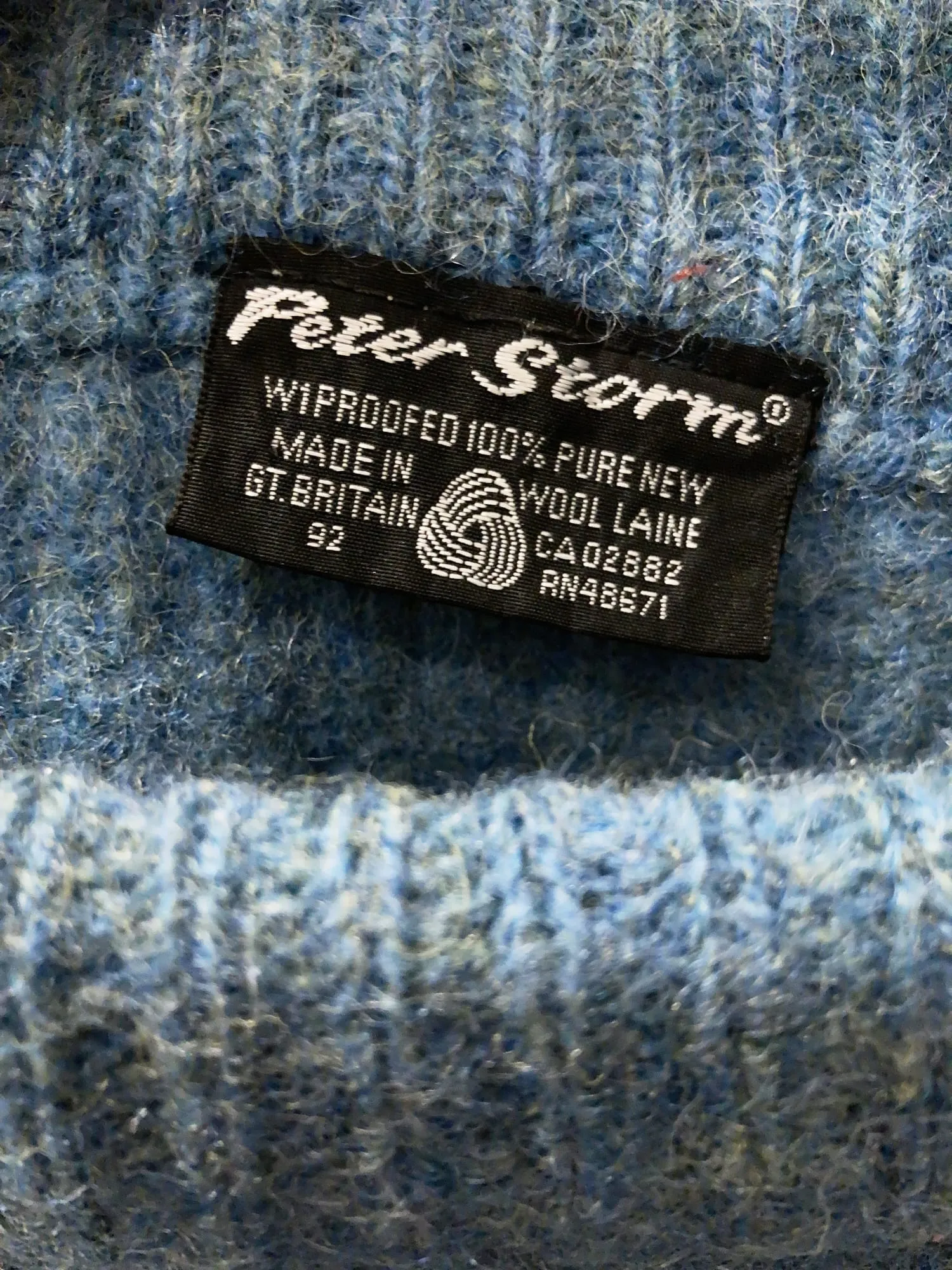 Peter Storm 1992 light blue W1 proofed wool round neck waterproof jumper