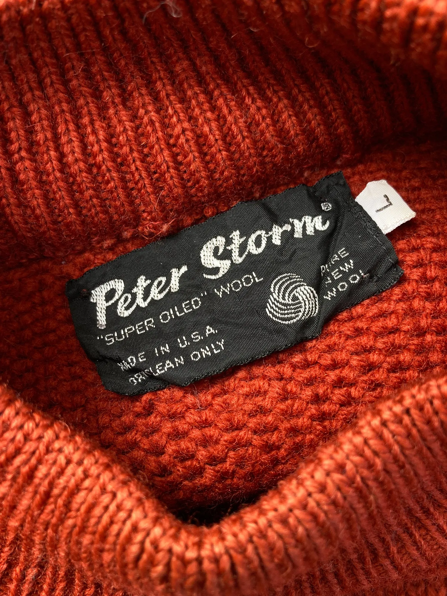 Peter Storm burnt orange "super oiled" wool mock neck jumper - L