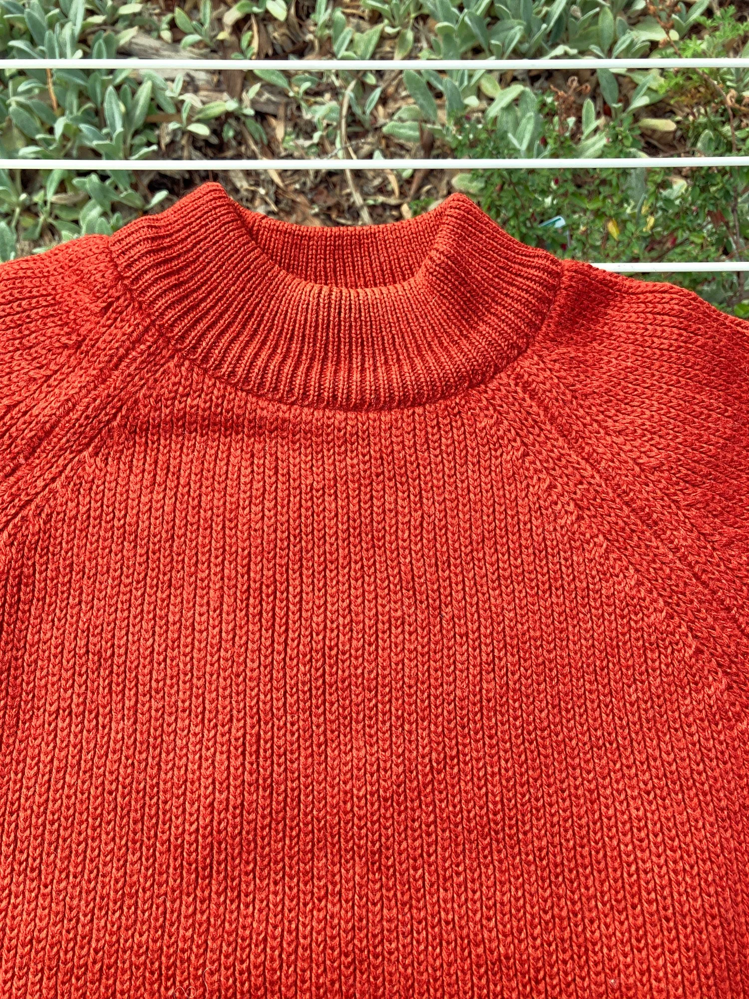 Peter Storm burnt orange "super oiled" wool mock neck jumper - L