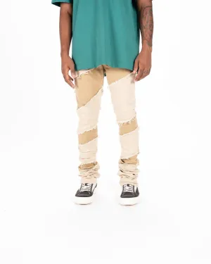 Pheelings EMBRACE THE JOURNEY FLARE STACK DENIM (CREAM/KHAKI)