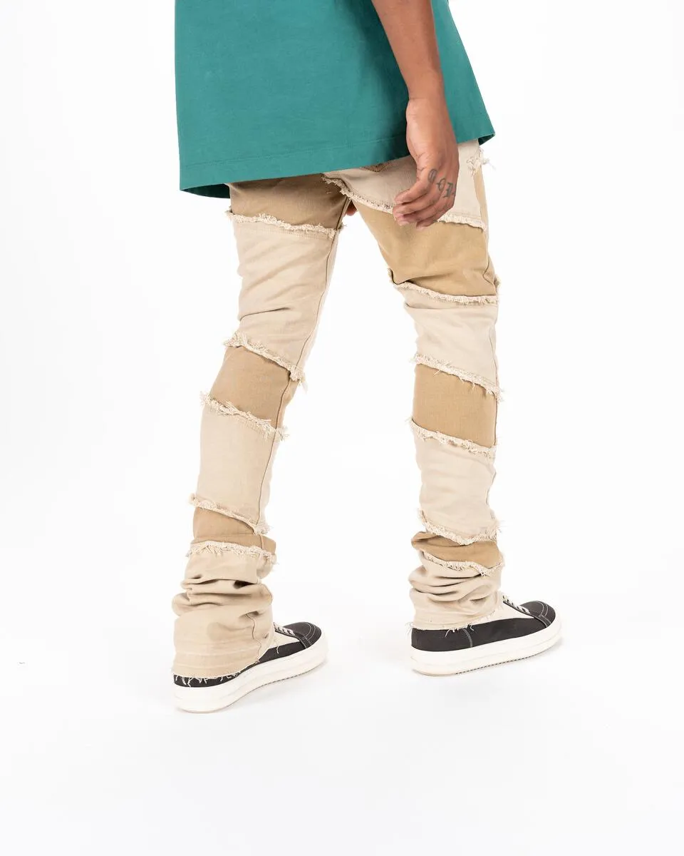 Pheelings EMBRACE THE JOURNEY FLARE STACK DENIM (CREAM/KHAKI)